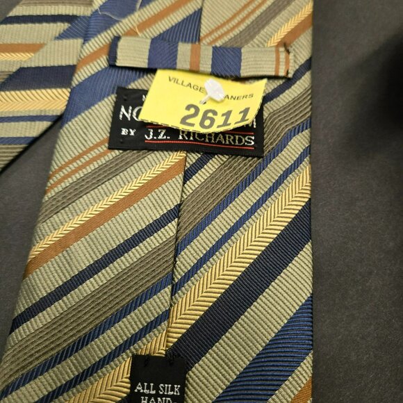 Nordstrom By JZ Richards Extra Long Silk Tie Striped Blue/Gold/Brown 64x3.75 USA - Picture 6 of 8